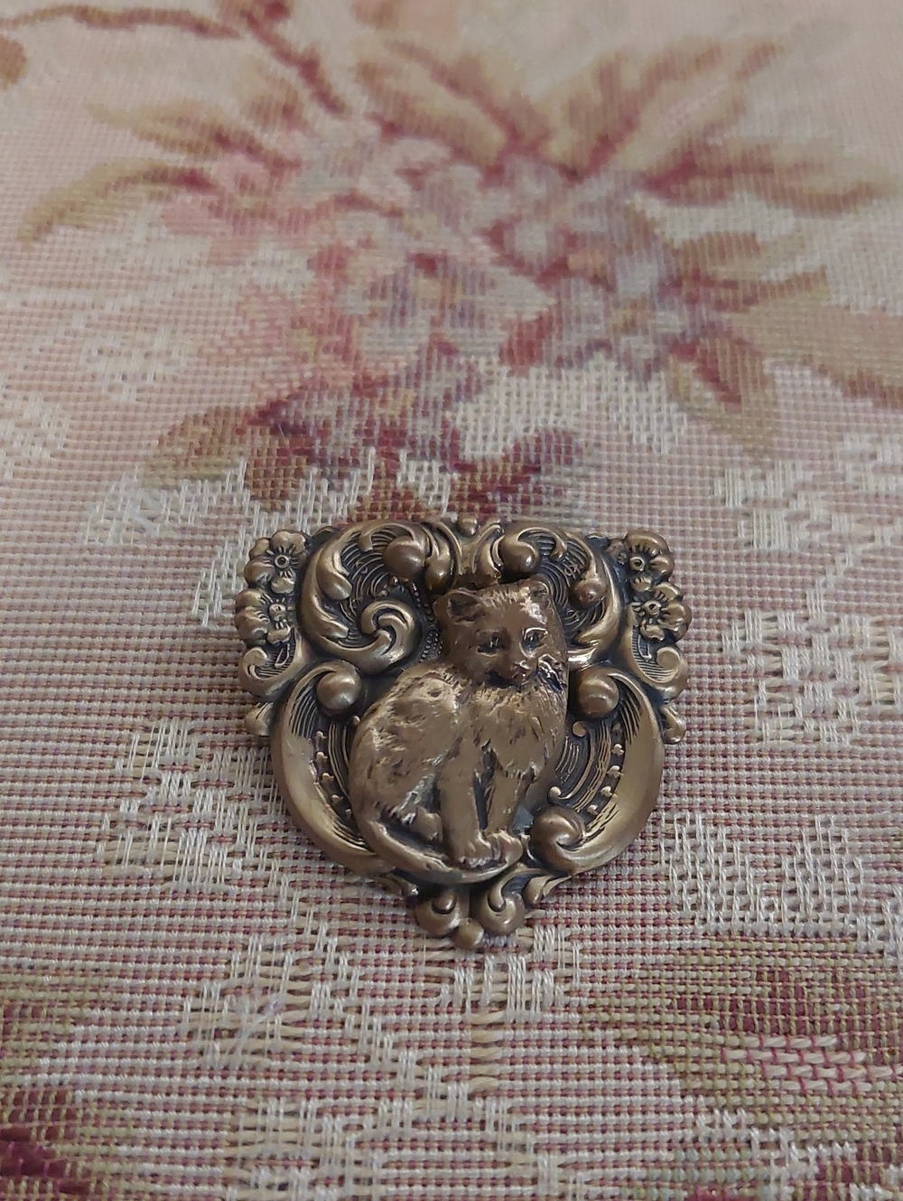Brass Kitten Brooch